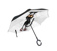 Parapluie invers¨¦ Parapluie Double Couche Construction invers¨¦e Parapluie Pliable pour Auto Imperm¨¦Able ¨¤ l'ext¨¦Rieur, poign¨¦e en Forme Chats Tenant Debout en Diff¨¦rentes Postures Parapluie