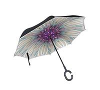 Parapluie invers¨¦ Parapluie Double Couche Construction invers¨¦e Parapluie Pliable pour Auto Imperm¨¦Able ¨¤ l'ext¨¦Rieur, poign¨¦e en Forme Parapluie Peinture Paon Parapluie pour Homme et Femme