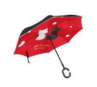 Parapluie invers¨¦ Parapluie Double Couche invers¨¦e Parapluie Pliable pour Une Utilisation de Voiture, poign¨¦e en Forme Parapluie Chat Noir et Blanc Chat Couple Parapluie pour Homme et Femme