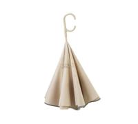 Parapluie inversé à Coupe-Vent Voyage Travail Pliant Grand Parapluie de Voiture avec poignée en Forme de C Double Couche, Beige