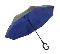 Parapluie Inversé Double Couche Avec Poignée En Forme De C, Anti-goutte, Parapluie Inversé Inversé Avec Poignée En Forme De C, Anti-UV, Imperméable, Coupe-vent, Pour Femme Et Homme, Bleu Royal