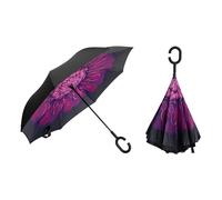 Parapluie Inversé, Parapluie Innovant, Parapluie à Double Couche, Parapluie Renversé avec Poignée en C, Fleur violette., L