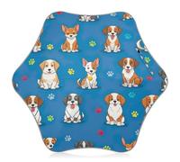 Parapluie léger avec coins arrondis pour enfants Motif chiens de dessin animé Bleu