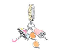 Parapluie, lunettes de soleil et pendentif crème glacée, accessoire de bracelet à breloques en argent sterling 925, compatible avec le collier bracelet pandora, cadeau pour femme
