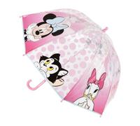 Parapluie manuel Minnie Mouse pour enfant - Parapluie transparent rose 45 cm 100% POE, ouverture manuelle et structure en fibre de verre résistante, licence officielle Disney pour pluie et promenades