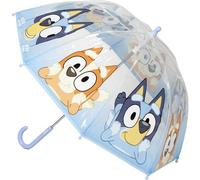 Parapluie manuel Poe Bulle Bluey - Parapluie pour enfant transparent avec design officiel Bluey, ouverture manuelle de sécurité et dôme de haute protection pour enfants les jours de pluie, Bleu, T45C