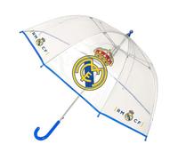 Parapluie manuel Poe Bulle Real Madrid - Parapluie pour enfant type bulle transparent avec design officiel du Real Madrid, ouverture manuelle de sécurité et tiges renforcées pour jeunes fans, Real