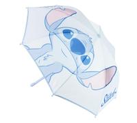 Parapluie manuel pour enfant Stitch Disney Unisexe Taille unique - Parapluie manuel bleu clair avec applications et impression Stitch, structure en fibre de verre résistante, licence officielle pour