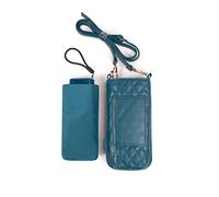 Parapluie micromini pliable pour femme VOGUE, élégant, fin et ultra-léger. Avec pochette pour smartphone. Idéal pour offrir. Système anti-vent (Wind Proof), protection solaire UV. (Bleu)