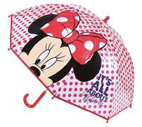 Parapluie Minnie Mouse - Ouverture manuelle - Couleur rouge - 100% POE avec armature en fibre de verre - Produit original conçu en Espagne