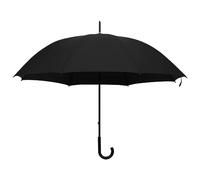 Parapluie noir de 130 cm de diamètre avec tissu et structure en métal, poignée courbée confortable, imperméable pour jardin, balcon, terrasse et plage en cas de pluie et de vent