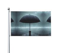 Parapluie noir sous la pluie - Drapeau imprimé double face - Drapeaux décoratifs pour l'intérieur et l'extérieur - Avec œillets - Convient pour le jardin et la terrasse.