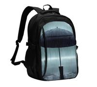 Parapluie noir sous la pluie Sac à dos de voyage polyvalent léger simple compartiment indépendant grande capacité multi-poches