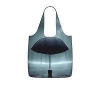 Parapluie noir sous la pluie, sac de courses pliable, léger, réutilisable, sac à dos de voyage de 25 l avec cordon de serrage pour le travail, la salle de sport