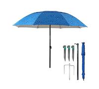 Parapluie Parasol Parapluie de pêche Portable, Parapluie de Protection Solaire extérieur léger pour Plage, revêtement en Argent à l'intérieur avec Une Inclinaison de l'ancre de Sable (Couleur: