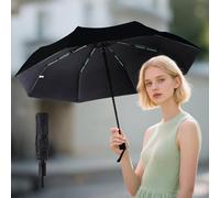 Parapluie pliable automatique compact avec structure à 8 nervures résistante au vent, ouverture et fermeture automatiques, taille de voyage pour la pluie et le soleil, pour homme et femme