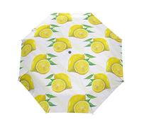 Parapluie pliable automatique portable avec ouverture et fermeture automatiques à bouton, protection UV, pour enfants, garçons et filles - Jaune citron