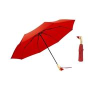 Parapluie pliant canard 1 pièce, parapluie tête de canard avec manche en bois, joli parapluie de protection solaire en vinyle féminin for la pluie et le soleil, protection solaire, compact, léger,(Red