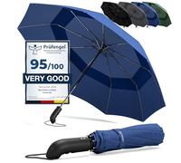 Parapluie Pliant Compact - Automatique Ouverture/Fermeture Bouton et Sac | Résistant au Vent, Incassable Solide, Petit Mini, Télescopique, Noir, Facile, Étanche - Homme Femme Ombrelle Voyage