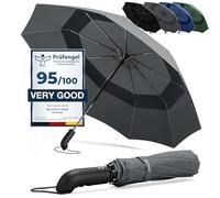 Parapluie Pliant Compact - Automatique Ouverture/Fermeture Bouton et Sac | Résistant au Vent, Incassable Solide, Petit Mini, Télescopique, Noir, Facile, Étanche - Homme Femme Ombrelle Voyage