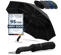 Parapluie Pliant Compact - Automatique Ouverture/Fermeture Bouton et Sac | Résistant au Vent, Incassable Solide, Petit Mini, Télescopique, Noir, Facile, Étanche - Homme Femme Ombrelle Voyage