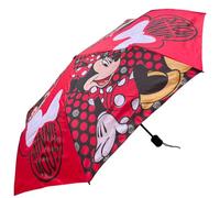 Parapluie pliant enfants Minnie Disney structure en fibre de verre 8 rayons parapluie de sac, rouge