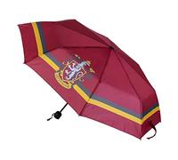 Parapluie Pliant Harry Potter - Coloris Bordeaux avec Logo Gryffondor - Ouverture Manuelle - Fabriqué en 100% Polyester avec Structure en Fibre de Verre - Produit Original Conçu en Espagne