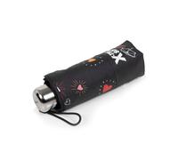 Isotoner Parapluie x-tra solide alpha mini 17,5 cm ouverture manuelle, compact, anti-retournement, technologie xtra-sec ultra-déperlant, coeur rouge