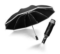 Parapluie Pliant Réfléchissant, Compact Parapluie Automatique, avec lampe de poche, bande réfléchissante, Automatique Parapluie pour Homme Femme Resistant Vent, Parapluies de Voyage Portables