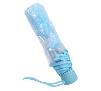 Parapluie pliant transparent avec imprimé Violet clair | Parapluie compact à ouverture manuelle avec poignée en alliage pour femme et voyage