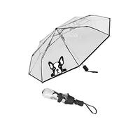 Parapluie Pliant Transparent pour Femme, Parapluie Pliable Ultra Compact 29 CM, Système d'ouverture Automatique, Parapluie poche idéal pour Voyage, Chien