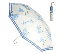 Parapluie portable, pare-soleil - Toit pliable avec poignée en bois J pour les déplacements, la randonnée, le muting, la voiture et l'extérieur, bleu, Siehe Beschreibung