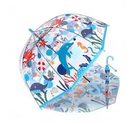 Parapluie pour enfant avec toit en dôme - Design léger et mignon - Protection contre le vent et la pluie - En forme de cloche - Transparent - Cadeaux pour enfants, Dauphin bleu, S