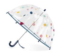 Parapluie pour enfant avec toit en dôme - Design léger et mignon - Protection contre le vent et la pluie - En forme de cloche - Transparent - Cadeaux pour enfants, Point bleu, S