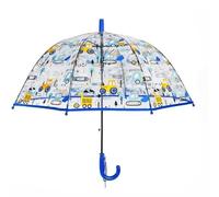Parapluie pour enfant avec toit en dôme - Design léger et mignon - Protection contre le vent et la pluie - En forme de cloche - Transparent - Cadeaux pour enfants, Pelleteuse bleue, S
