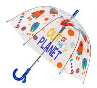 Parapluie pour enfant avec toit en dôme - Design léger et mignon - Protection contre le vent et la pluie - En forme de cloche - Transparent - Cadeaux pour enfants, Dirigeable orange, S