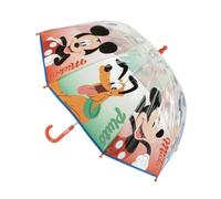 Parapluie pour enfant Mickey Mouse - Parapluie transparent multicolore 45 cm d'ouverture manuelle, matériau POE résistant, licence officielle Disney pour pluie et école