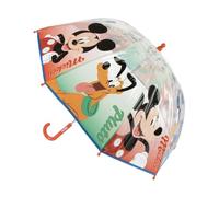 Parapluie pour enfant Mickey Mouse - Parapluie transparent multicolore 45 cm d'ouverture manuelle, matériau POE résistant, licence officielle Disney pour pluie et école