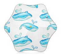Parapluie pour enfants avec embouts de sécurité arrondis, parapluie coupe-vent et pluie pour enfants de 4 à 8 ans, auvent de 88,9 cm, joli motif baleine bleue aquarelle