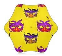 Parapluie pour enfants avec embouts de sécurité arrondis, parapluie léger et de pluie pour enfants de 4 à 8 ans, auvent de 88,9 cm, masque de Mardi Gras coloré, jaune