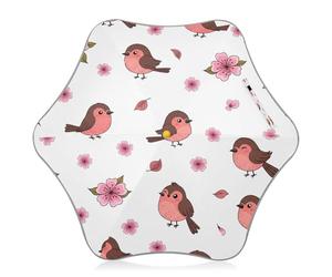 Parapluie pour enfants avec pointes de sécurité arrondies, crochet et soleil pour enfants de 4 à 8 ans, auvent de 88,9 cm, motif mignon oiseau blanc