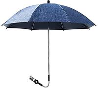 Parapluie pour landau avec auvent extensible et clip de support, bleu foncé, 85 cm, pour fauteuil roulant, poussette, pare-soleil pour protection contre la pluie