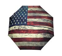 Parapluie rétro avec drapeau américain américain à 3 volets, ouverture et fermeture automatique pour pluie, coupe-vent, parapluie de voyage compact, léger, protection UV, parapluie pliable pour