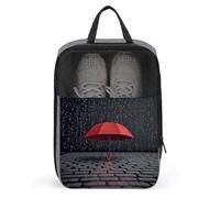Parapluie rouge dans un sac à chaussures de pluie, organiseur de chaussures de voyage, pochette résistante à l'eau avec fermeture éclair, sac à poussière, gris, taille unique, moderne, gris, Taille