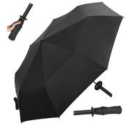 Parapluie samouraï triple pli automatique Katana parapluie coupe-vent solide avec poignée antidérapante épée élégante portable pour adultes accessoires de cosplay...