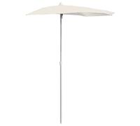 Parapluie Semi-Circulaire ø 180 X 195 Cm Parapluie Imperméable Résistant aux en Polyester, avec Mât en Acier Réglable, Parapluie de Balcon Demi-Lune Sable