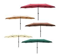 Parapluie Solaire Coupe-Vent, Parasol De Table D'extérieur, Nervures Robustes, 4,45 M, Poteau en Acier, Nervures en Fibre De Verre, 1 Pièce, Manivelle, Carré(Off White)