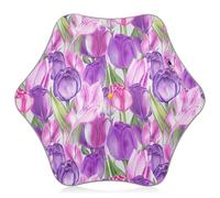 Parapluie soleil et pluie pour enfants avec crochet aux coins arrondis, tulipes roses violettes aquarelles