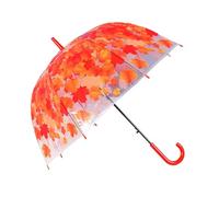 Parapluie transparent à bulles automatique, coupe-vent, poignée confortable pour fête et photographie pour femmes, Rouge, Leaf
