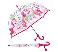 Parapluie - Transparent - Anti-Vent - Long Cloche, Parapluie Enfant Transparent Cloche Robuste et Stable, Parapluie Dôme Garcon Fille Parapluies Cannes Licorne Arc-en-Ciel